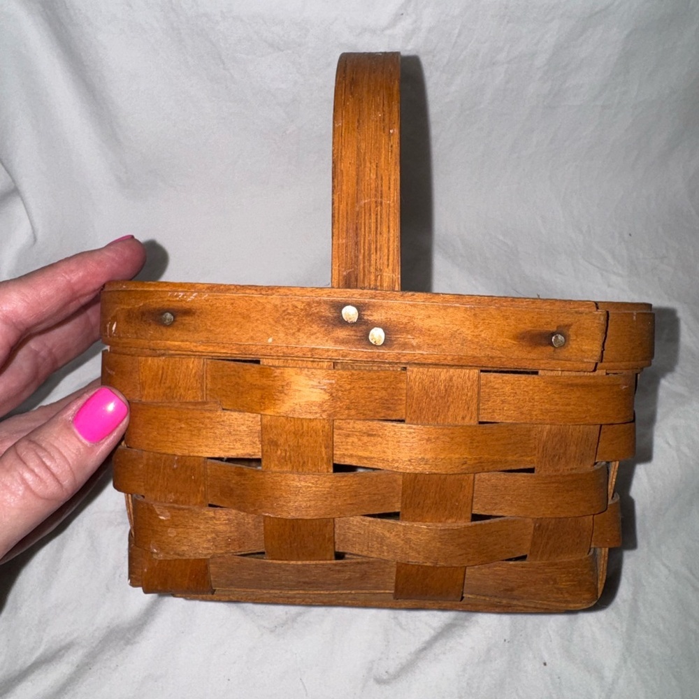 Longaberger Handcrafted Small Decorative Basket – Brown Woven Display Piece